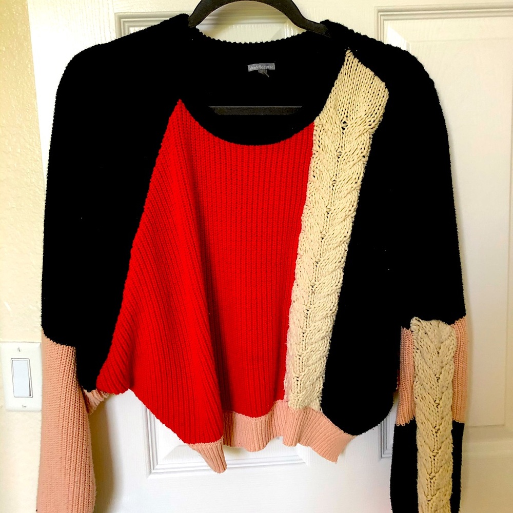 Charlotte Russe Cropped Color Block Sweater